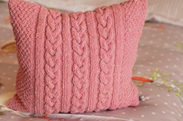 Wollkissen handmade 100% Kilcarra-Tweed 35x35 cm Farbe rosa